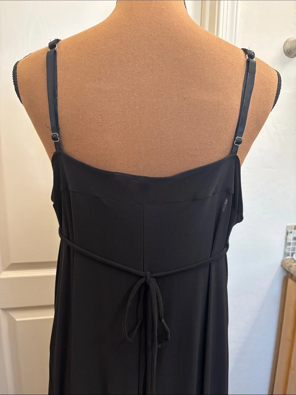 Ambrielle Black & Silver Lace Cup Spaghetti Strap Long Night Gown Size‎ Large